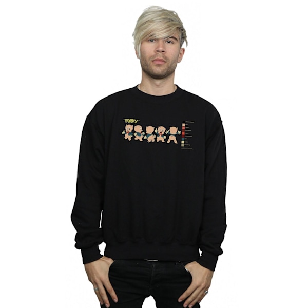 Looney Tunes Herr Porky Pig Färgkod Sweatshirt 4XL Svart Black 4XL