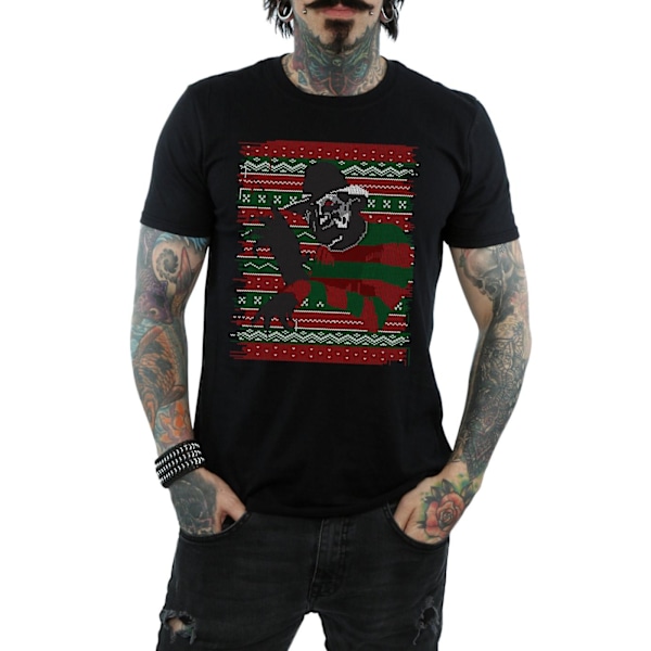 A Nightmare On Elm Street Herr Jul Fair Isle T-Shirt L Svart Black L