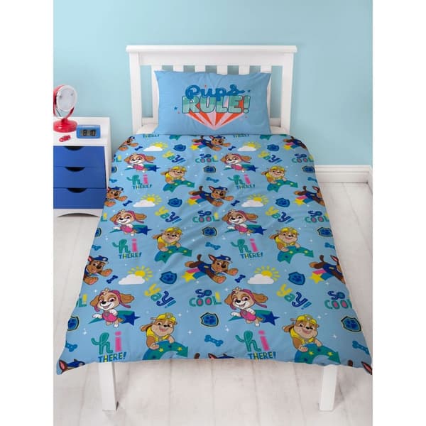 Paw Patrol Cool Vändbart Påslakanset Enkelt Blå Blue Single