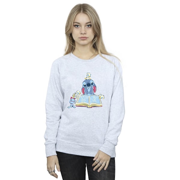 Disney Dam/Kvinna Lilo & Stitch Läser En Bok Tröja S Sports Grey S