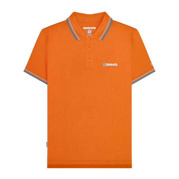 Lambretta Herr SS25 Pikétröja med Dubbel Rand S Orange/Himmelblå Orange/Sky S