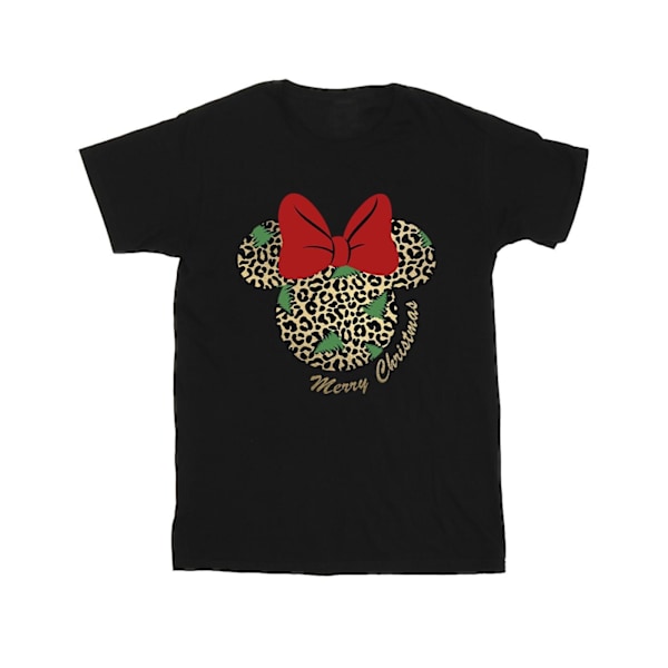 Disney Boys Minnie Mouse Leopard Jul T-Shirt 7-8 År Svart Black 7-8 Years