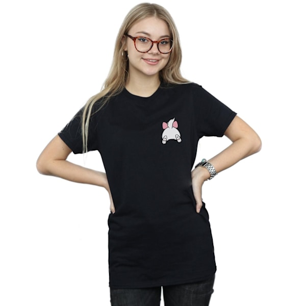 Disney Dam/Damer Aristocats Marie Baksida Bröst Tryck Bomull Pojkvän T-shirt M Svart Black M