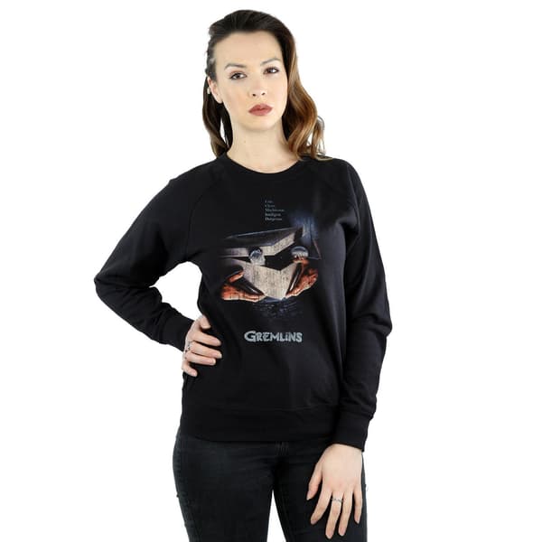 Gremlins Dam/Damer Gizmo Distressed Poster Sweatshirt S Bla Black S