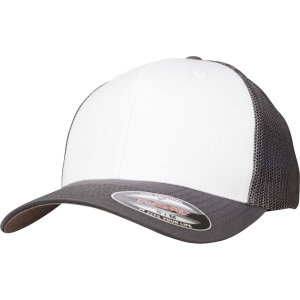 Flexfit by Yupoong Adults Unisex Colored Front Mesh Trucker Ca Dark Grey/White L/XL