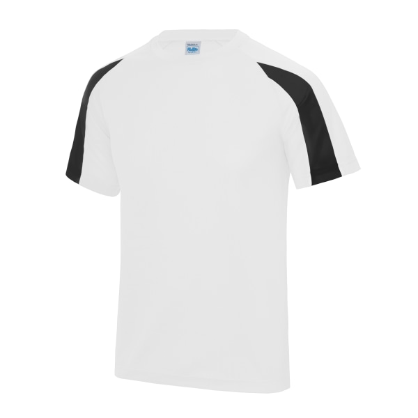 Just Cool Mens Contrast Cool Sports Plain T-Shirt 2XL Arctic Wh Arctic White/Jet Black 2XL