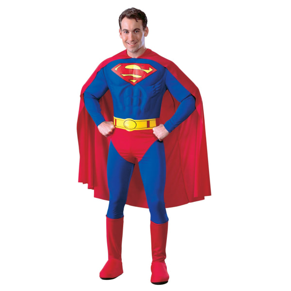 Superman Mens Deluxe Muscles Costume S Blå/Röd/Gul Blue/Red/Yellow S