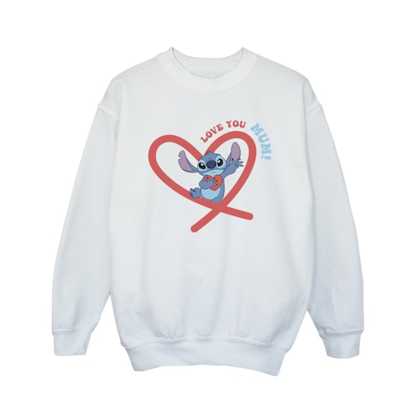 Disney Girls Lilo & Stitch Love You Mum Sweatshirt 9-11 år W White 9-11 Years