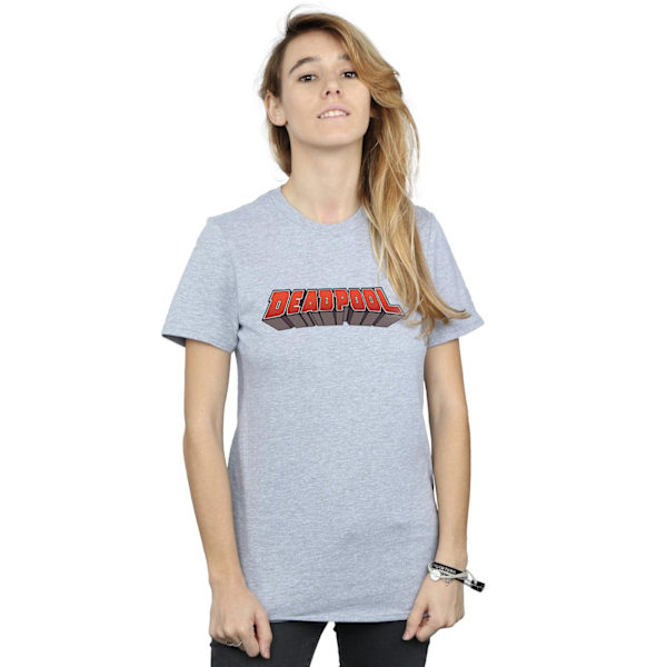 Marvel Womens/Ladies Deadpool Text Logo Bomull Boyfriend T-Shir Sports Grey 3XL