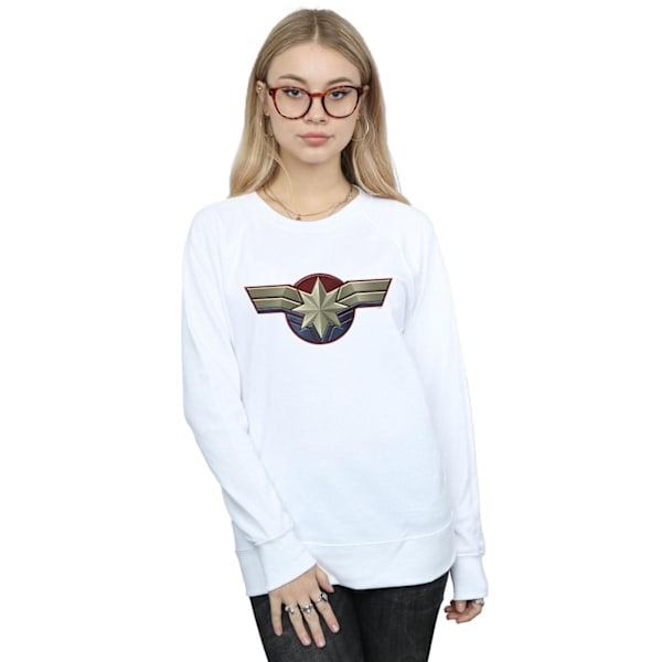 Marvel Dam/Kvinnor Captain Marvel Bröst Emblem Sweatshirt M W White M