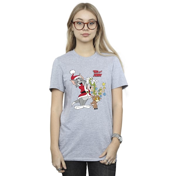 Tom & Jerry Dam/Damer Jul Ren T-shirt i Bomull för Pojkvän Sports Grey L