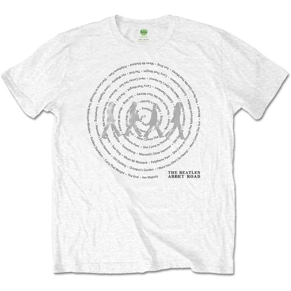 The Beatles Unisex Adult Abbey Road Songs Swirl Foil T-Shirt XL White XL