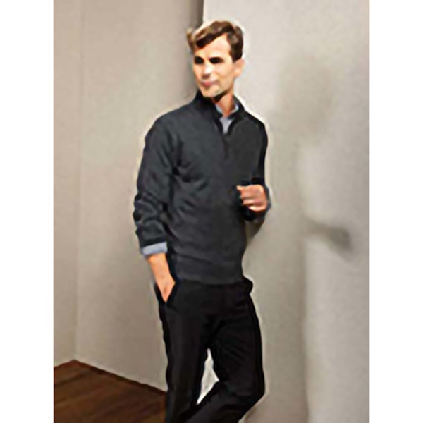 Premier Herr 1/4 Zip Hals Stickad Tröja M Kol Charcoal M