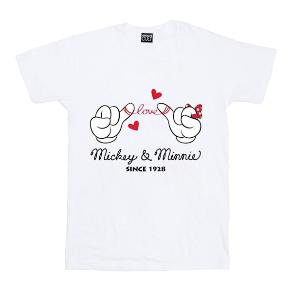 Disney Dam/Kvinnor Mickey Mouse Love Hands Bomull Boyfriend T White 3XL