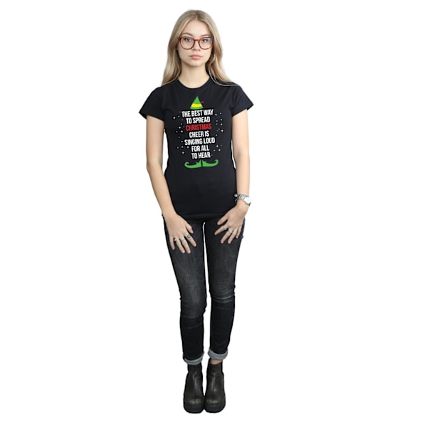 Elf Dam/Kvinnors Julglädje Text Bomull T-shirt L Svart Black L