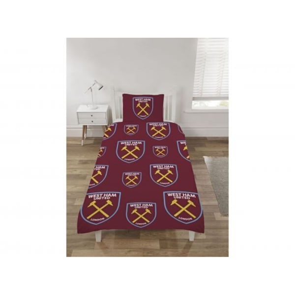 West Ham United FC Vändbar Påslakan Set Enkelsäng Claret Röd Claret Red/Sky Blue Single