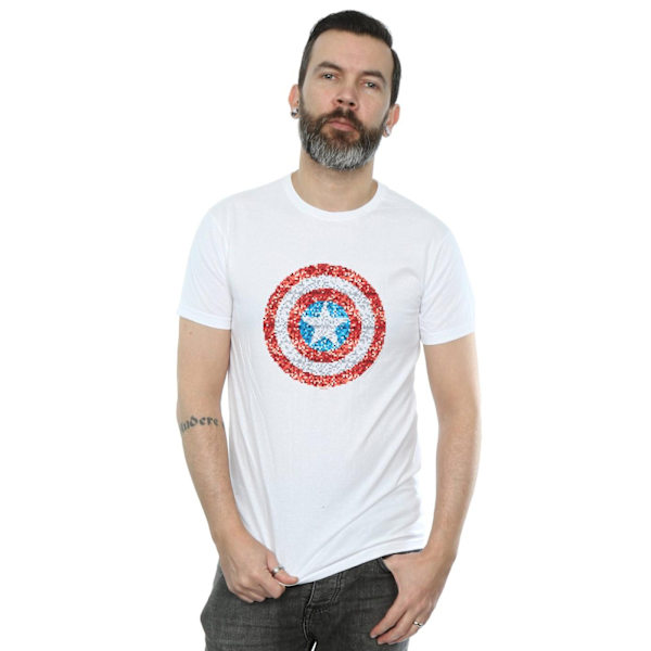 Marvel Herr Captain America Pixelated Shield T-Shirt 5XL Vit White 5XL