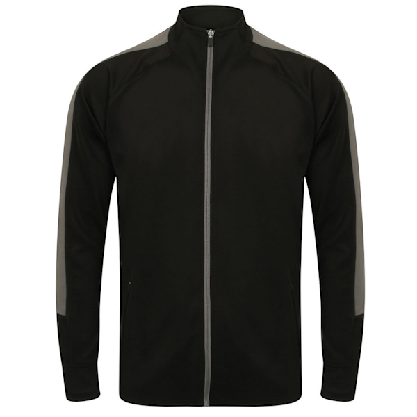 Finden & Hales Herr Kontrastpanel Stickad Träningsoverdel 4XL Blå Black/Gunmetal Grey 4XL
