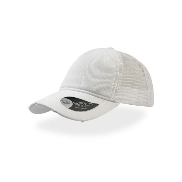 Atlantis Rapper Destroyed 5 Panel Weathered Trucker Cap One Size White/White One Size