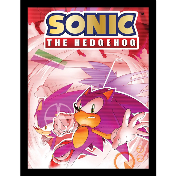 Sonic The Hedgehog Cover 3 inramad affisch 40cm x 30cm Röd/lila Red/Purple 40cm x 30cm