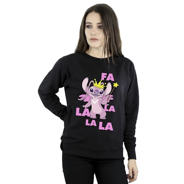 Disney Dam/Kvinnor Lilo & Stitch Angel Fa La La Sweatshirt 3X Black 3XL