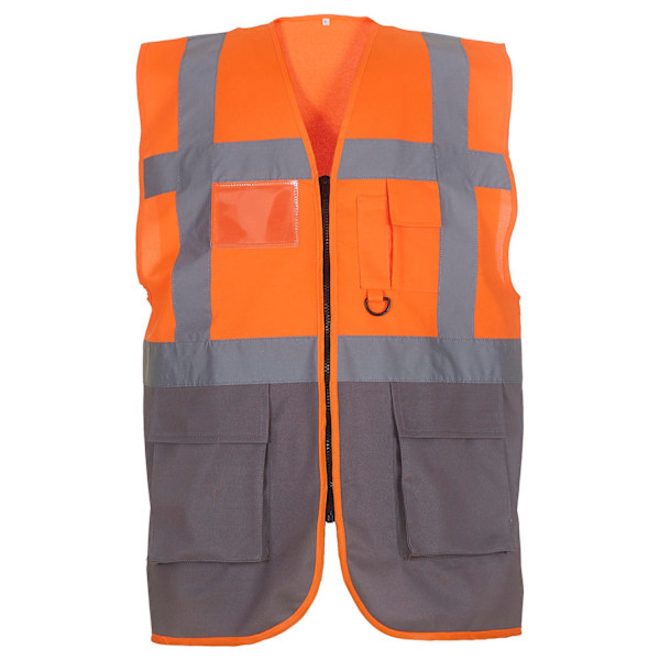 Yoko Unisex Adult Executive Hi-Vis Waistcoat M Orange/Grey Orange/Grey M