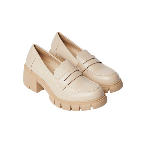 Faith Dam/Dam Neddie Chunky Penny Loafers 5 UK Beige Beige 5 UK