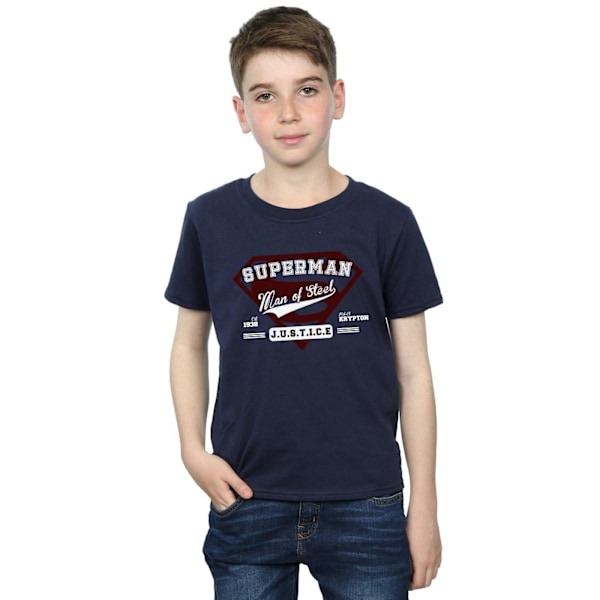 DC Comics Boys Superman Man Of Steel T-Shirt 7-8 år Marinblå Navy Blue 7-8 Years