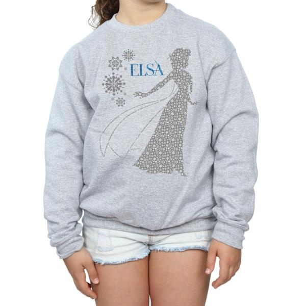 Disney Girls Frozen Elsa Jul Silhouette Sweatshirt 7-8 År Sports Grey Sports Grey 7-8 Years