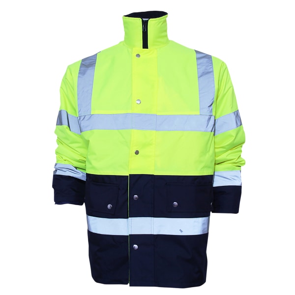 Yoko Unisex Hi-Vis 2 Band Two Tone Jacket XL Hi-Vis Gul/Navy Hi-Vis Yellow/Navy XL