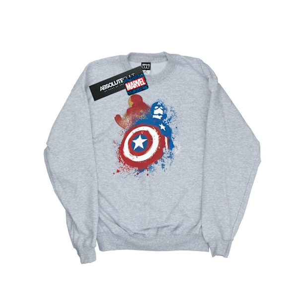 Marvel Herr Captain America Civil War Målad Vs Iron Man Sweatshirt Heather Grey XXL