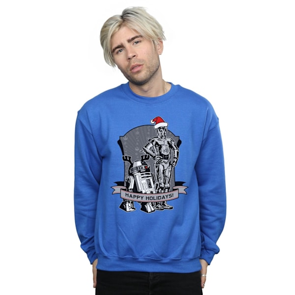 Star Wars Herr C-3PO och R2-D2 Jul Sweatshirt 3X Royal Blue 3XL