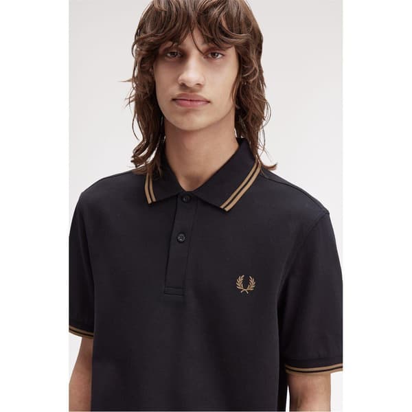 Fred Perry Herr Twin Tip Pikétröja M Svart/Ljusbrun Black/Light Brown M