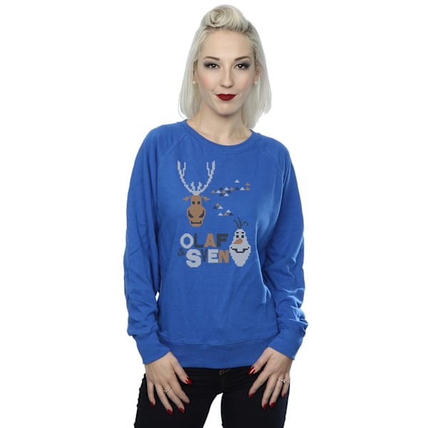 Disney Dam/Kvinnor Frozen Jul Olaf Och Sven Sweatshirt Royal Blue L