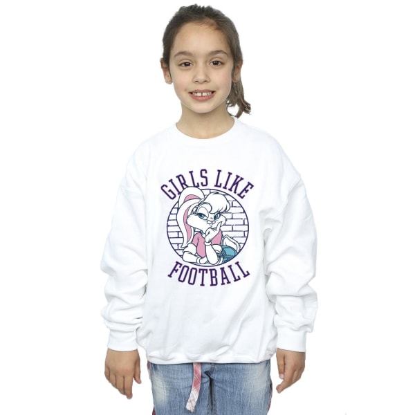 Looney Tunes Girls Lola Bunny Girls Like Football Sweatshirt 7- White 7-8 Years