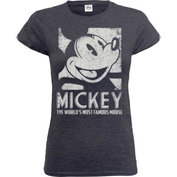 Disneys mest kända Mickey Mouse bomullströja för damer/damer M Grey M