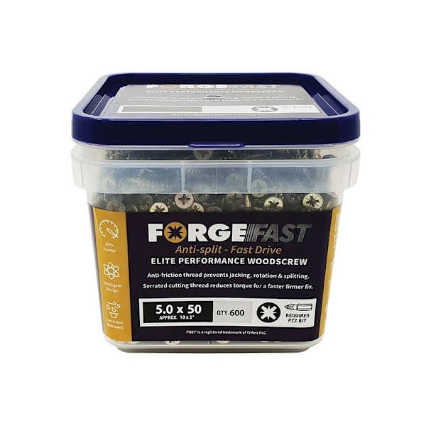 Forgefix Forgefast Pozi Kompatibla Träskruvar, Burk 5.0 x 50mm Multi Colour 5.0 x 50mm