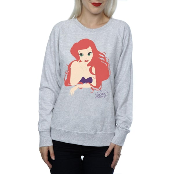 Disney Princess Dam sweatshirt för kvinnor/damer med Ariel-silhuett, XL, gråmelerad Heather Grey XL