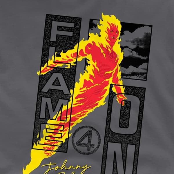 Fantastic Four Unisex Vuxen Flame On Trend Johnny T-Shirt S Lig Light Graphite S