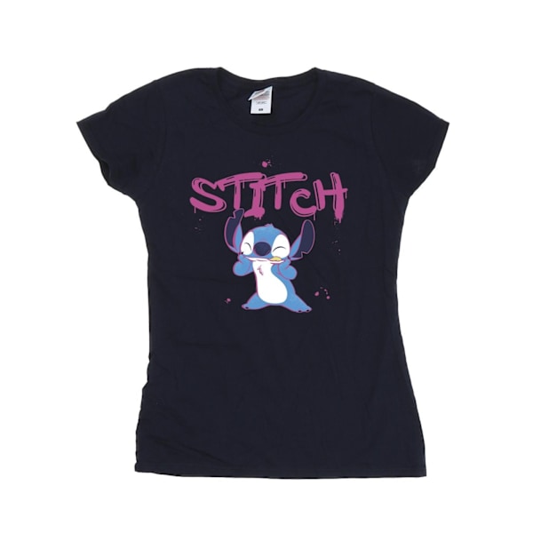 Disney Dam/Kvinnor Lilo Och Stitch Graffiti Bomull T-shirt M Navy Blue M