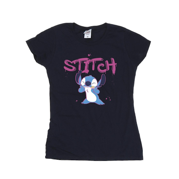 Disney Dam/Kvinnor Lilo Och Stitch Graffiti Bomull T-Shirt S Navy Blue S