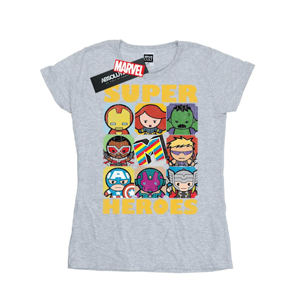 Marvel Womens/Ladies Kawaii Super Heroes Bomull T-Shirt XL Spor Sports Grey XL