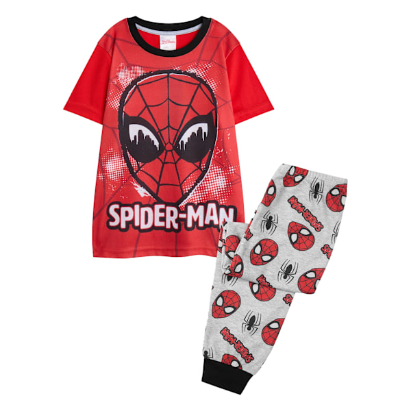 Spider-Man Pojkar Ansikte Kortärmad Lång Pyjamasset 3-4 År Röd Red/Grey 3-4 Years