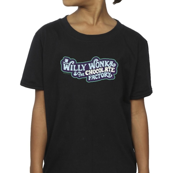 Willy Wonka Girls Chocolate Factory Logo Bomull T-shirt 9-11 år Black 9-11 Years