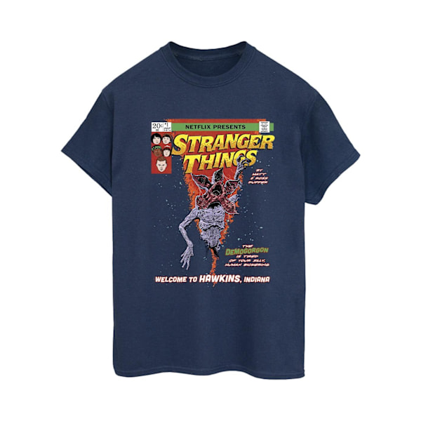 Netflix Dam/Kvinnor Stranger Things Comic Cover Bomull Pojkvän Navy Blue S