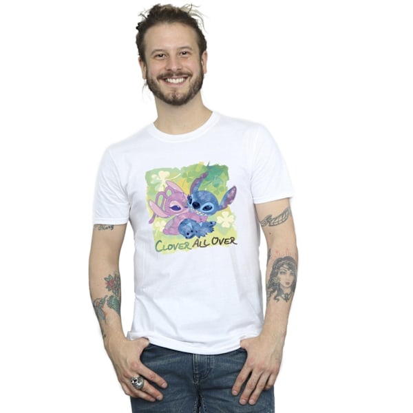 Disney Herr Lilo Och Stitch St Patrick's Day Clover T-Shirt S W White S