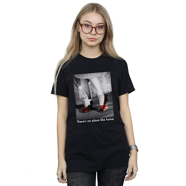 Trollkarlen från Oz Dam/Dam Ruby Slippers Foto Bomull Boyfriend T-Shirt L Svart Black L