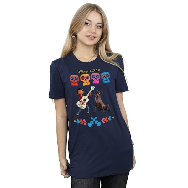 Disney Dam/Kvinnor Coco Miguel Logo Bomull Boyfriend T-shirt Navy Blue XL