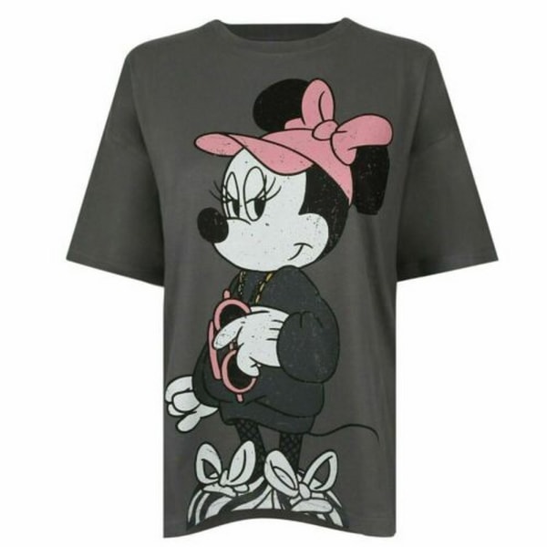Disney Dam/dam Sassy Minnie Mouse Oversized T-shirt M Cha Charcoal/White/Pink M