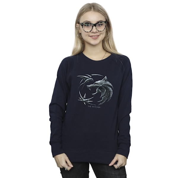 Netflix Dam/Damer The Witcher Wolf Logo Sweatshirt XXL Marinblå Navy Blue XXL
